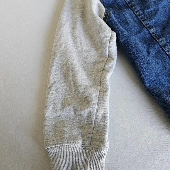 Kids Denim Hooded Jacket - Blue and Light Gray - Picture 8 of 16